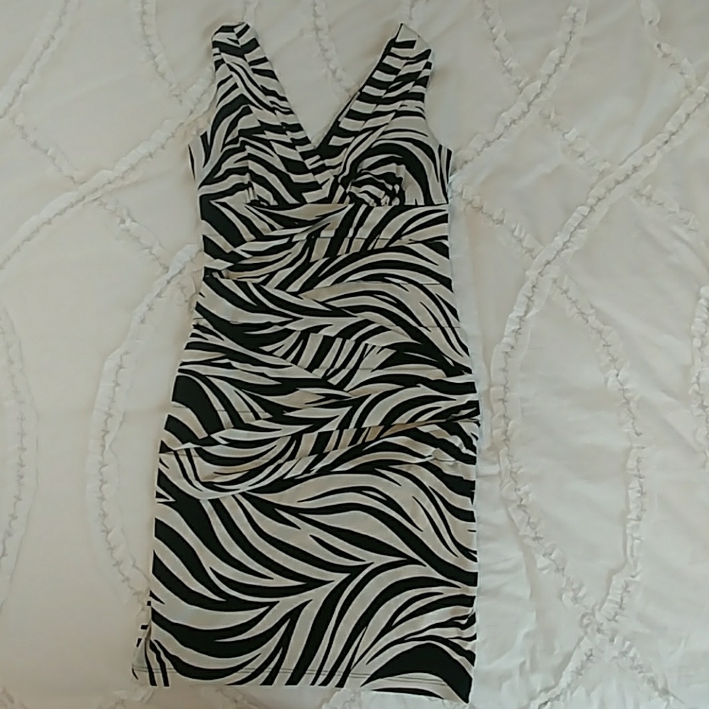 Animal Print Black and White Cocktail Dress